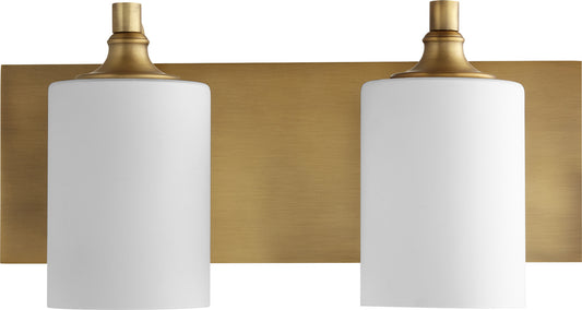  Celeste Two Light Vanity by Quorum in Aged Brass Finish (5009-2-80)