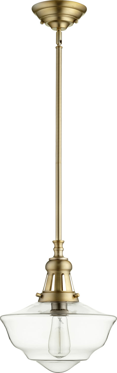  Schoolhouse Pendants One Light Pendant by Quorum in Aged Brass Finish (801-12-80)