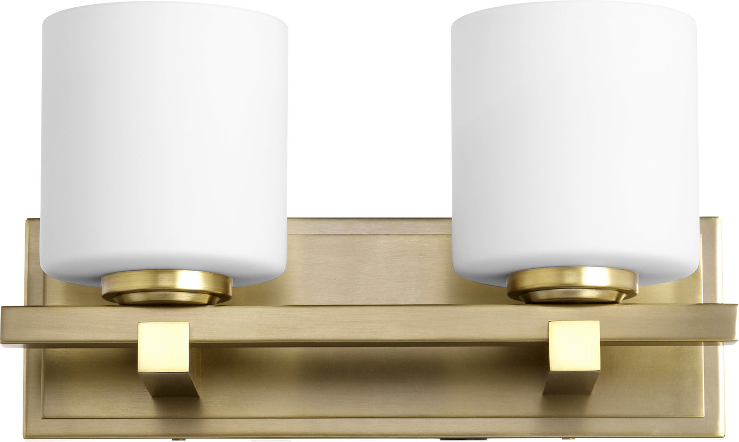  5669 Cylinder Lighting Series Two Light Wall Mount by Quorum in Aged Brass Finish (5669-2-80)