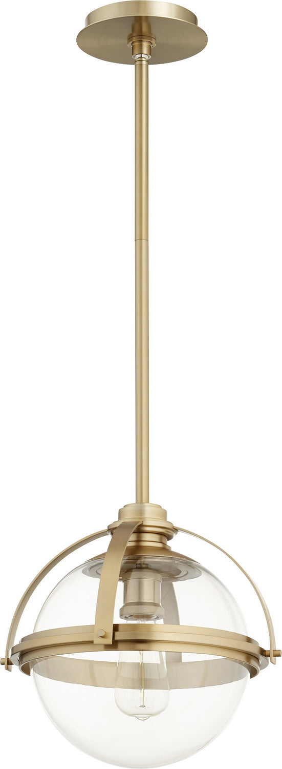  Meridian Globe Pendants One Light Pendant by Quorum in Aged Brass Finish (88-13-80)