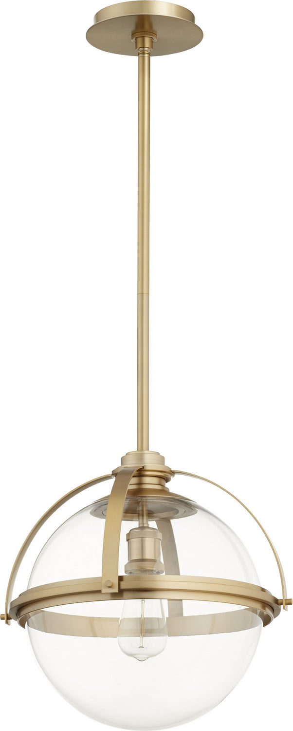  Meridian Globe Pendants One Light Pendant by Quorum in Aged Brass Finish (88-15-80)