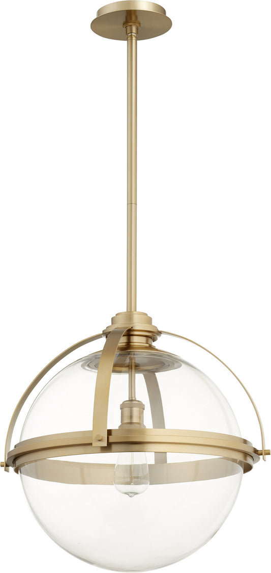  Meridian Globe Pendants One Light Pendant by Quorum in Aged Brass Finish (88-20-80)