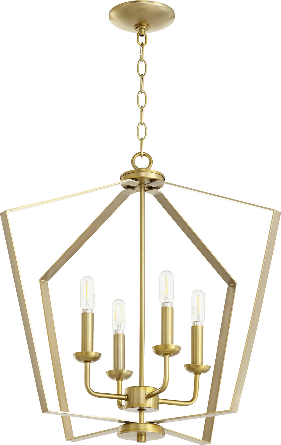  4LT Entry Series Four Light Entry Pendant by Quorum in Aged Brass Finish (894-4-80)