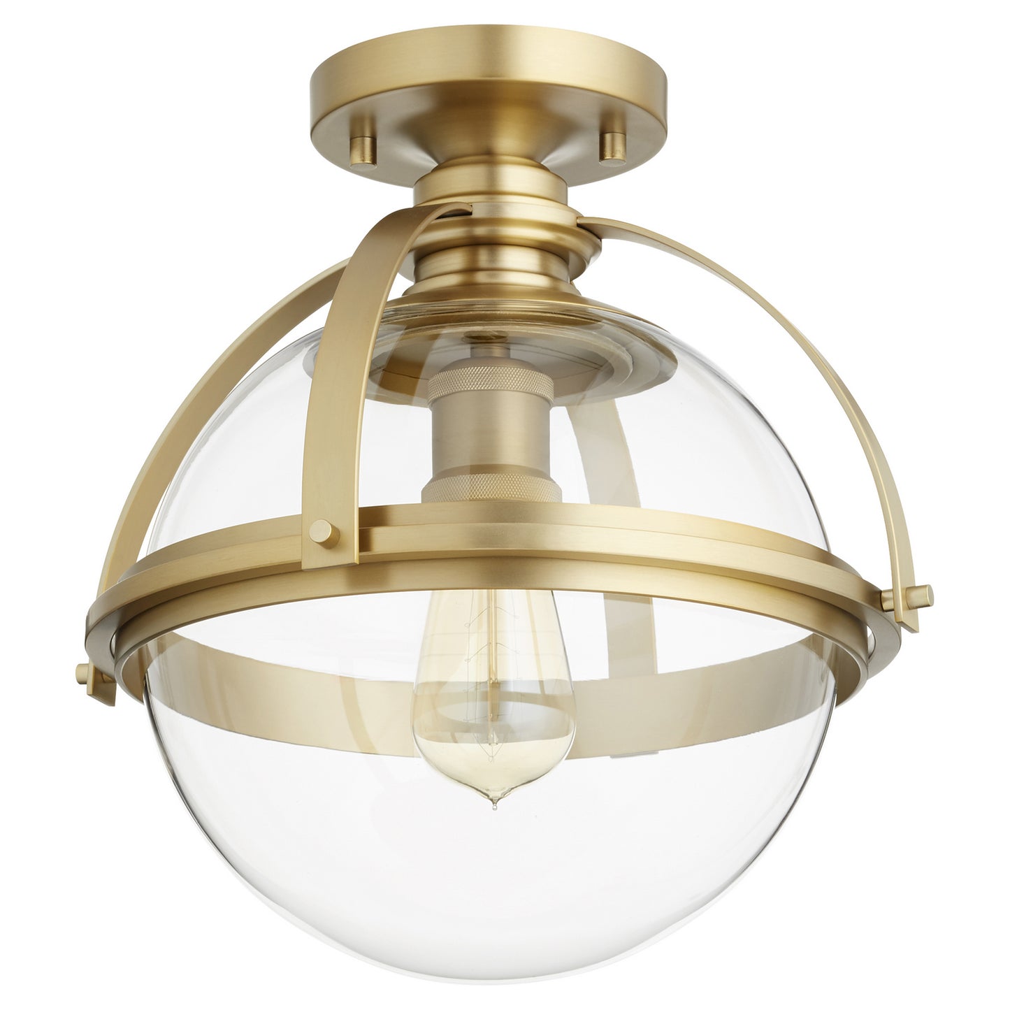 One Light Ceiling Mount by Quorum in Aged Brass Finish (38-13-80)