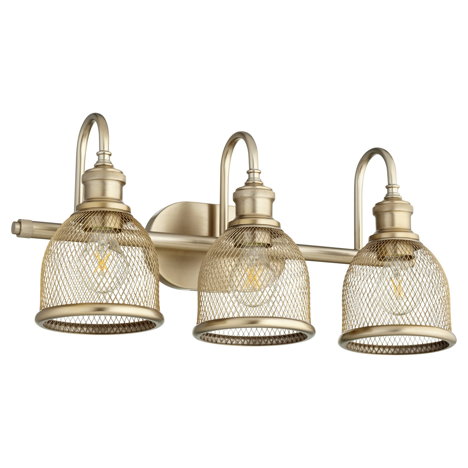  Omni Three Light Vanity by Quorum in Aged Brass Finish (5212-3-80)