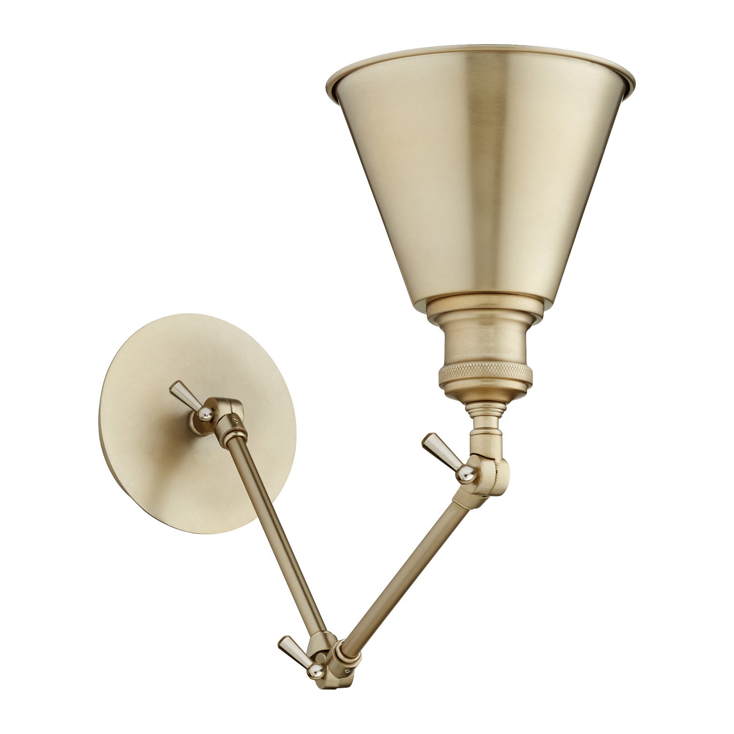  Metal Cone Lighting One Light Wall Mount by Quorum in Aged Brass Finish (5391-80)