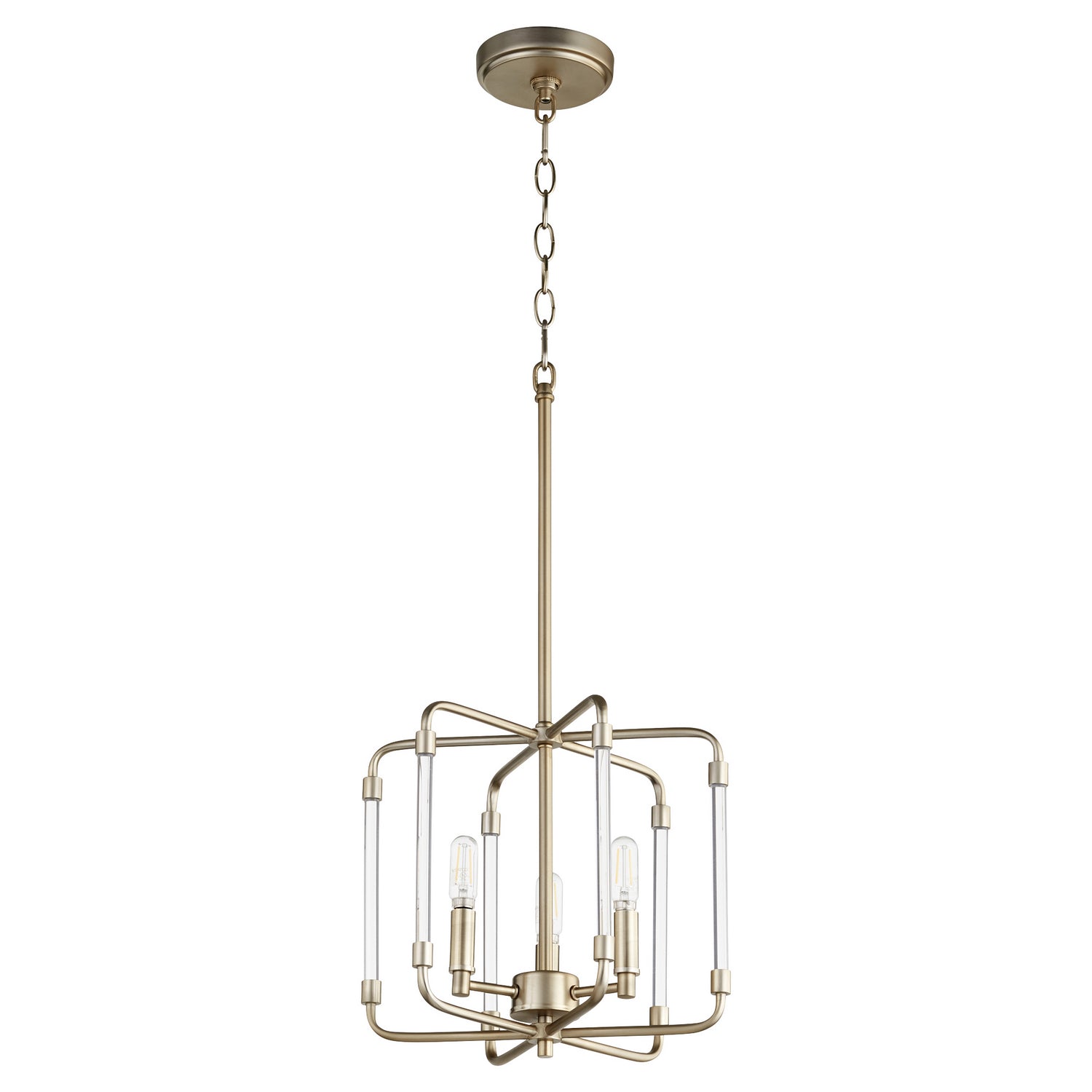  Optic Three Light Pendant by Quorum in Aged Brass Finish (6114-3-80)