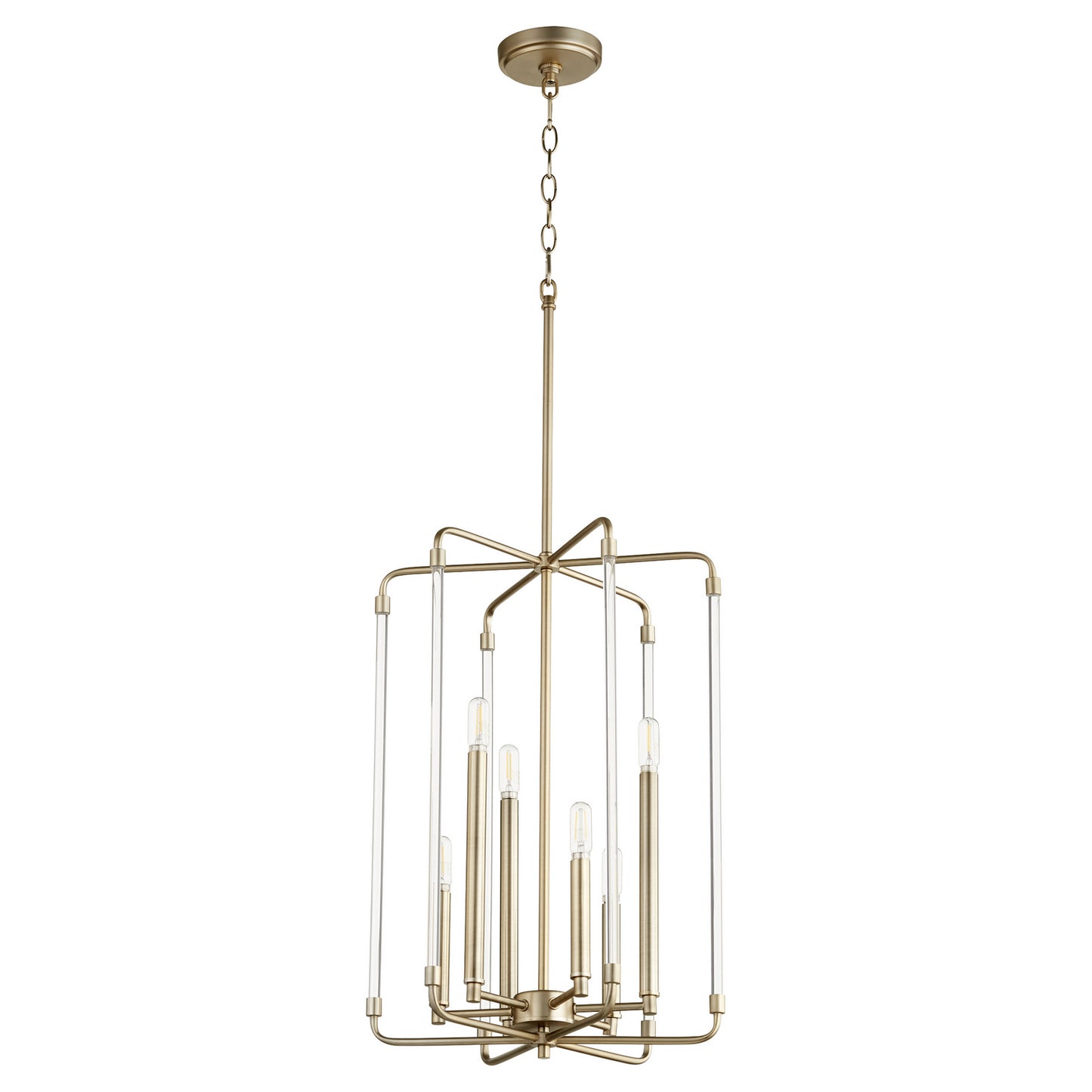  Optic Six Light Entry Pendant by Quorum in Aged Brass Finish (8114-6-80)