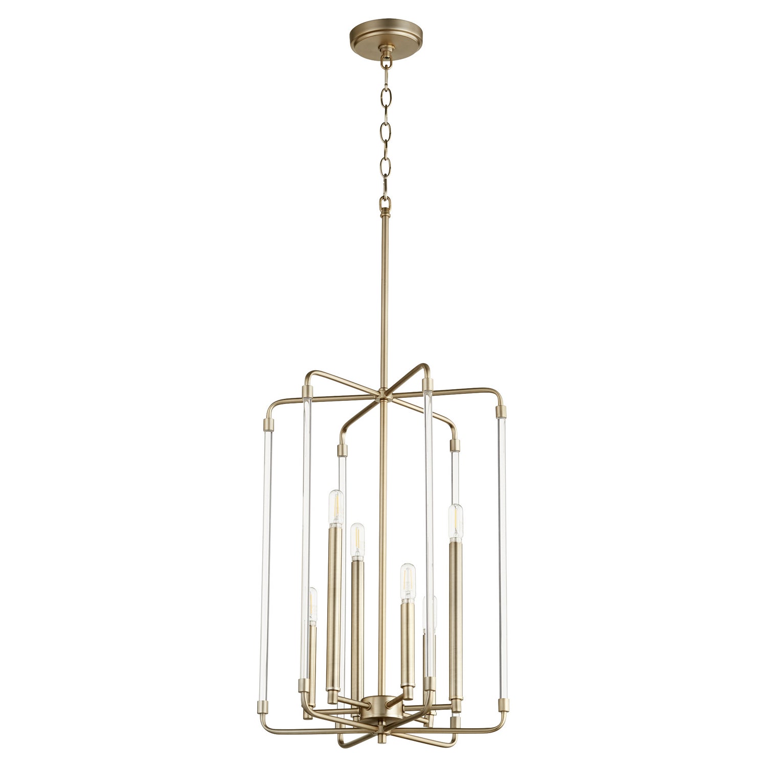  Optic Six Light Entry Pendant by Quorum in Aged Brass Finish (8114-6-80)