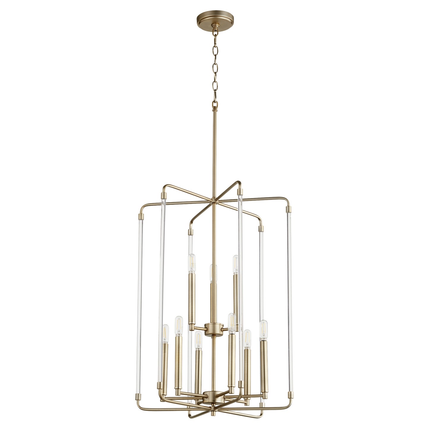  Optic Nine Light Entry Pendant by Quorum in Aged Brass Finish (8114-9-80)