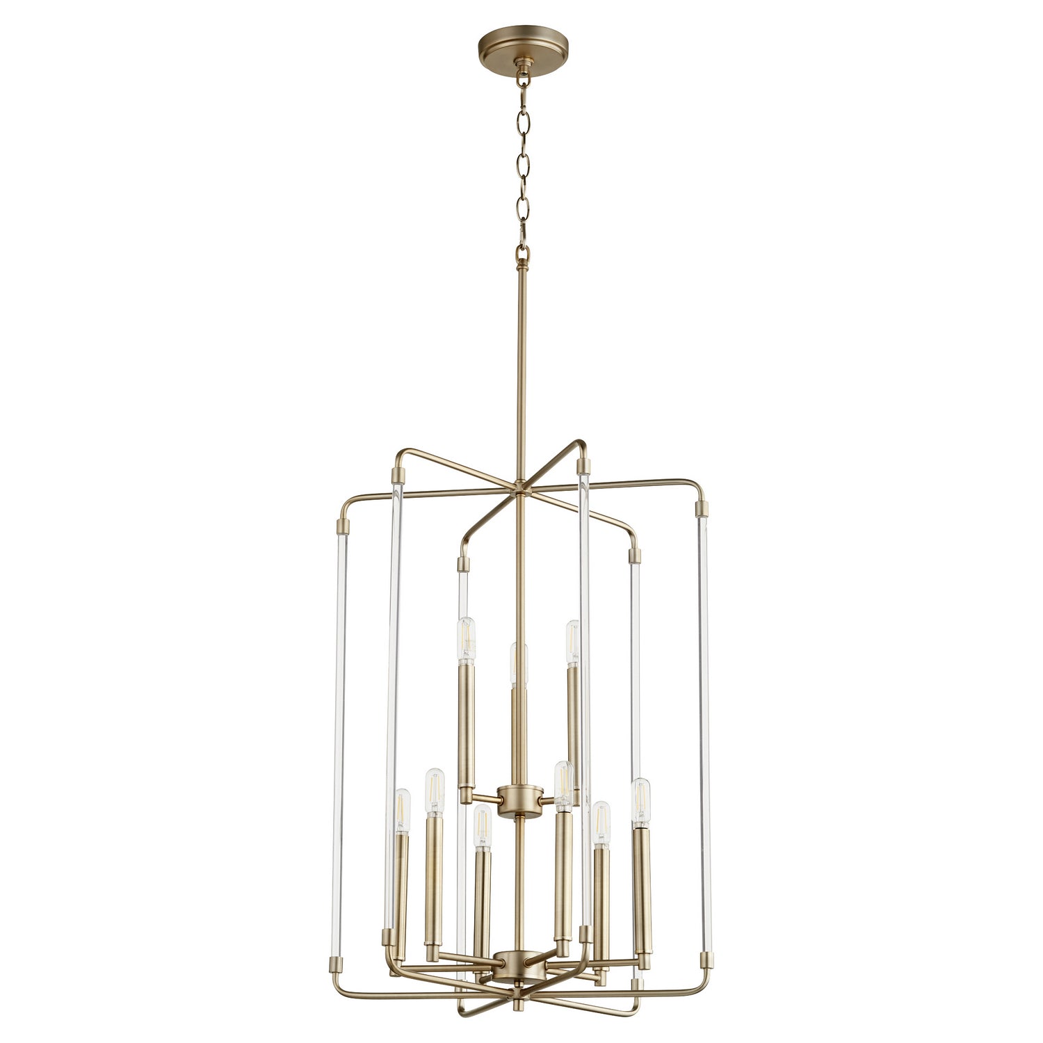  Optic Nine Light Entry Pendant by Quorum in Aged Brass Finish (8114-9-80)