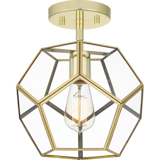 Quoizel Semi-Flush Mount One Light Semi Flush Mount by Quoizel in Polished Brass Finish (QSF5593B)